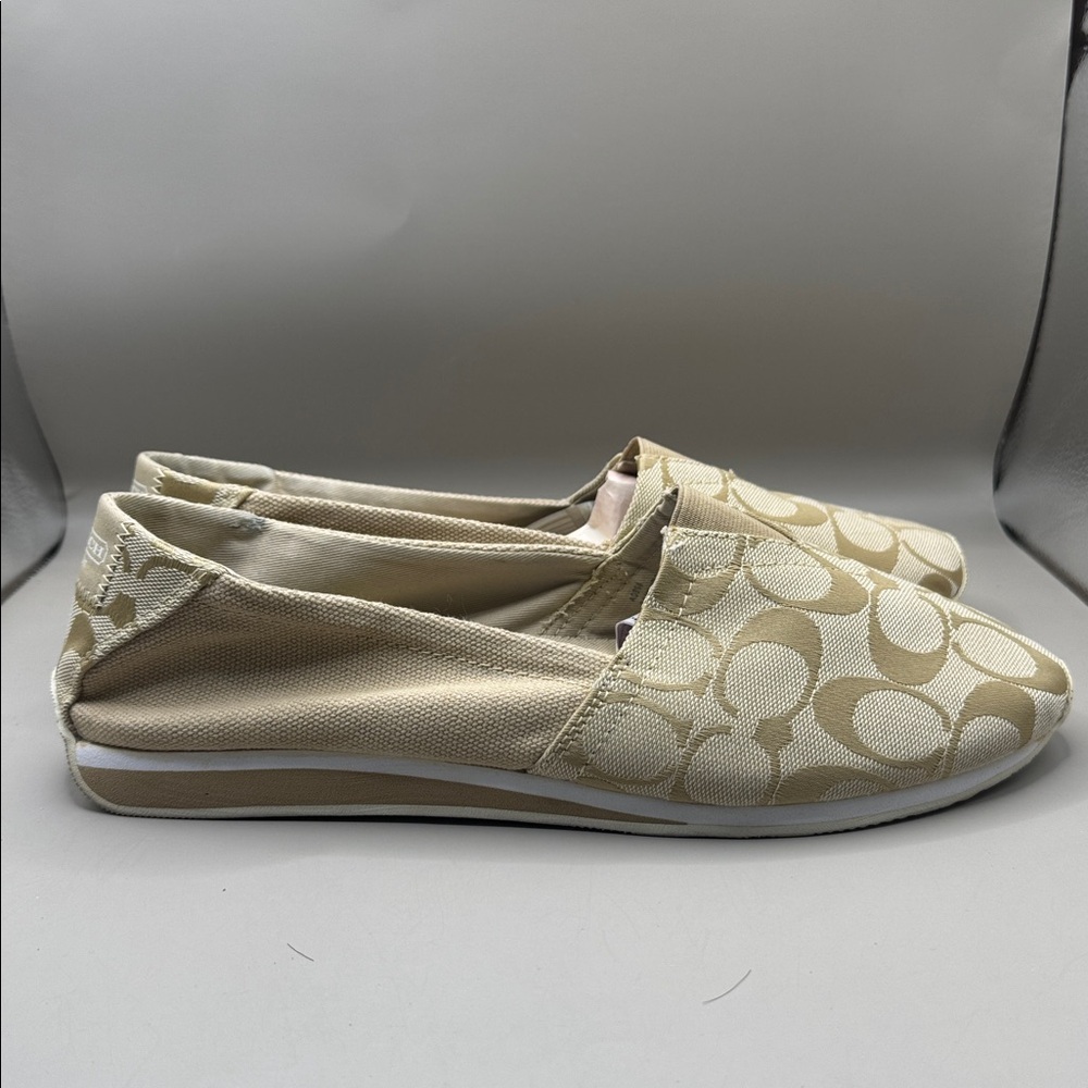 Coach Neutral Signature Canvas Slip-On Loafers - Picture 3 of 9